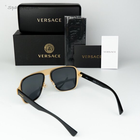 Versace Women Sunglasses Black Grey Polarized Pilot VE2199 100281 NEW AUTHENTIC - Picture 9 of 12